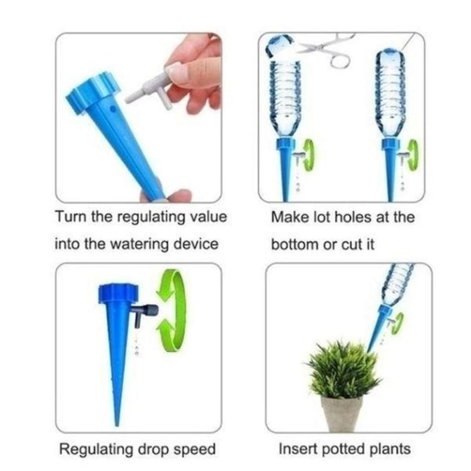 Paquete de 10 picos de riego automático para plantas, dispositivos de riego automático con interruptor de válvula de control ajustable, herramientas