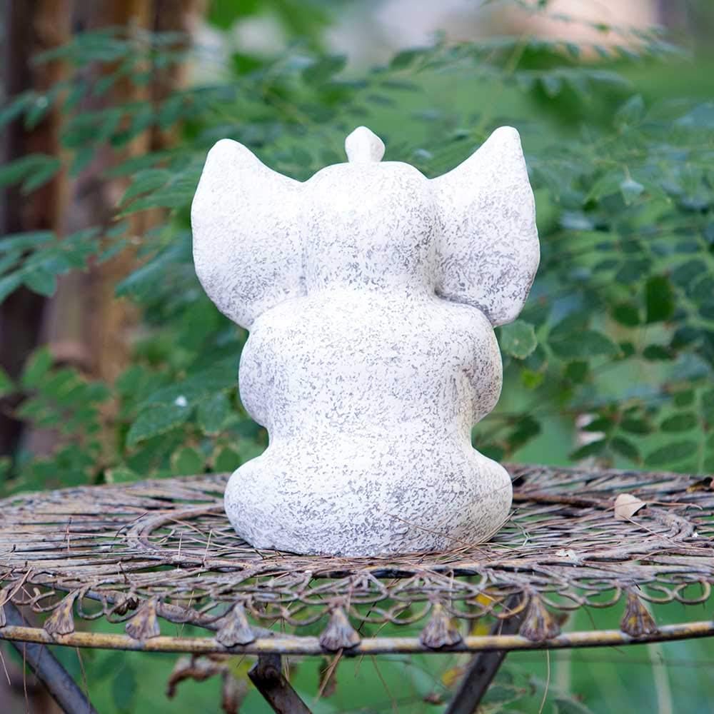 Garden Age Supply Estatua de elefante afortunado meditación blanca (12.0)
