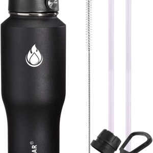 SENDESTAR – Botella de agua de 0,9 L, 2 tapas (tapa con pajita), boca ancha de acero inoxidable aislada al vacío, doble pared, mantiene los líquidos SENDESTAR – Botella de agua de 0,9 L, 2 tapas (tapa con pajita), boca ancha de acero inoxidable aislada al vacío, doble pared, mantiene los líquidos