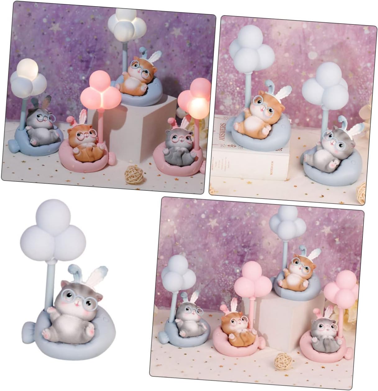 Holibanna Decoración de mesa con luz nocturna de gato, decoración para tartas, luces nocturnas para niños, decoración de escritorio, decoración
