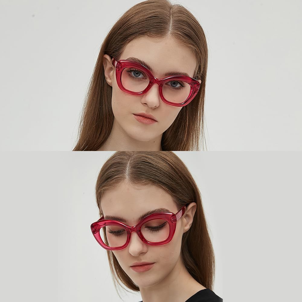 JiSoo Gafas de lectura de ojo de gato de gran tamaño para mujer, gafas de lectura de ojo de gato de diseño, elegantes lectores con bisagra de resorte