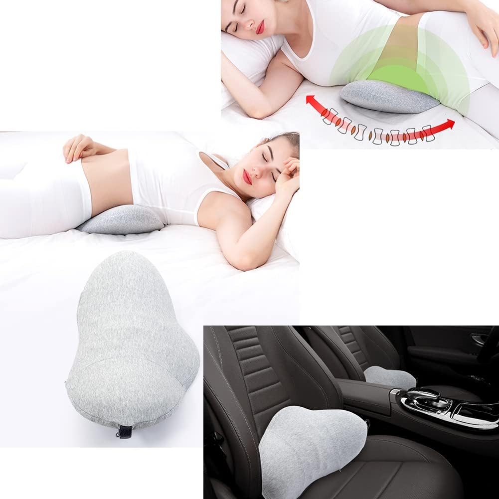 SIQITECHNO Almohada lumbar de espuma viscoelástica para dormir, almohada de apoyo lumbar para cama, almohada de alivio del dolor de espalda baja,