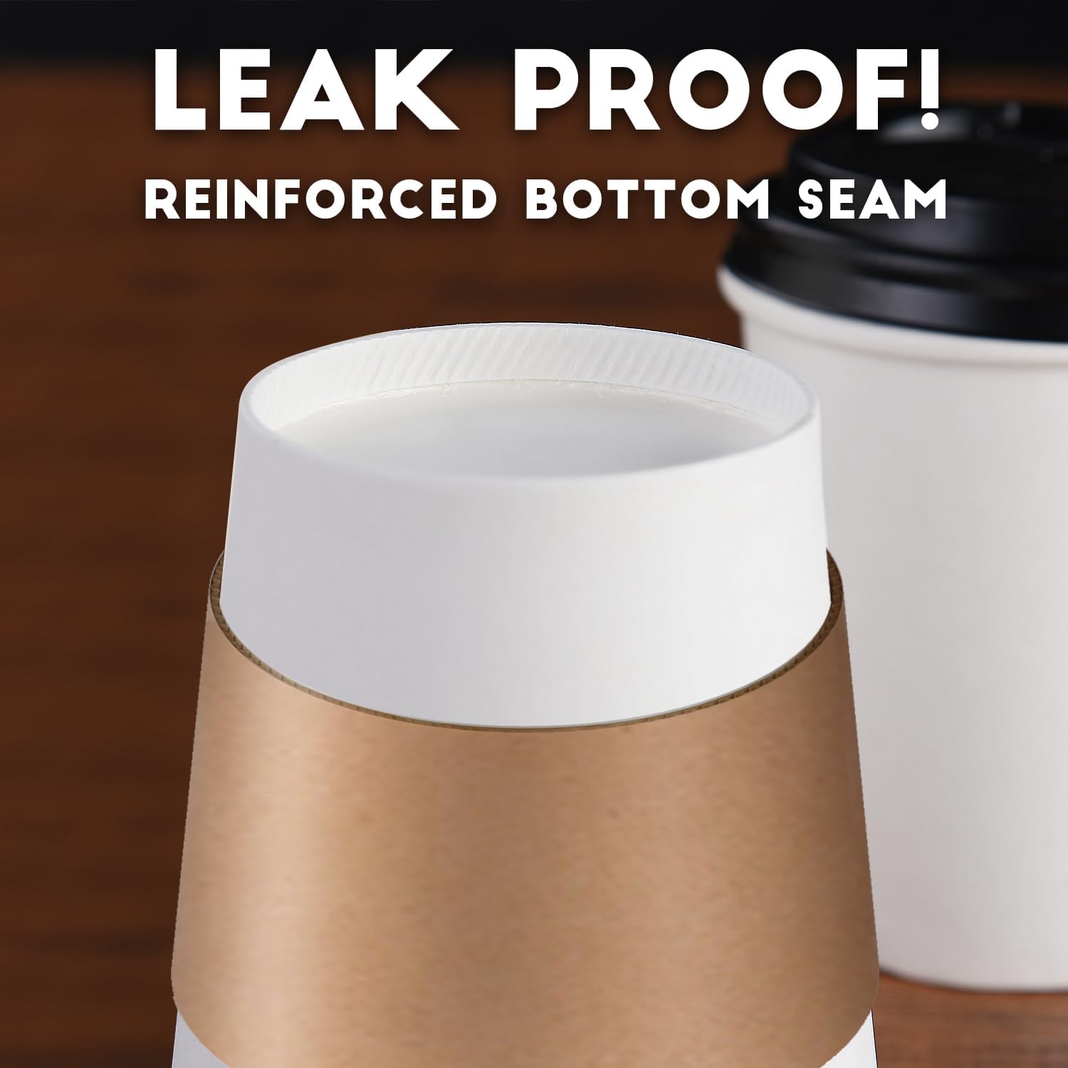 Paquete de 100 tazas de café desechables de 12 onzas para llevar con tapas, fundas y pajitas, 100% biodegradables y compostables, tazas de café de