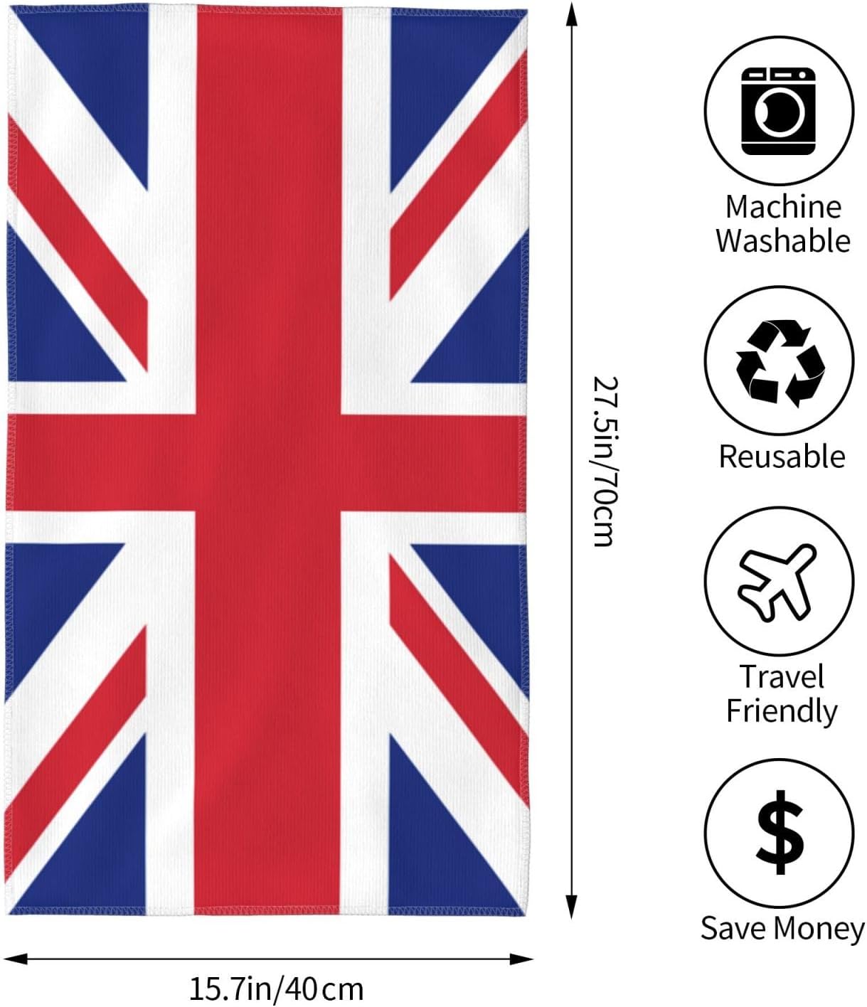 SEAEAGLE Toallas de baño absorbentes con la bandera británica, toallas de baño de 27.5 x 16 pulgadas