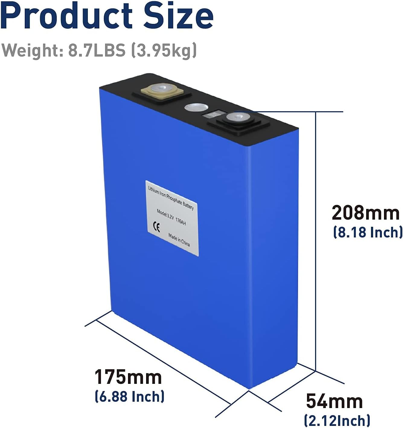 ninthcit Pilas de batería LiFePO4 de ciclo profundo de 3.2 V 176 Ah con fosfato de hierro, baterías de litio de repuesto de grado A con código QR,
