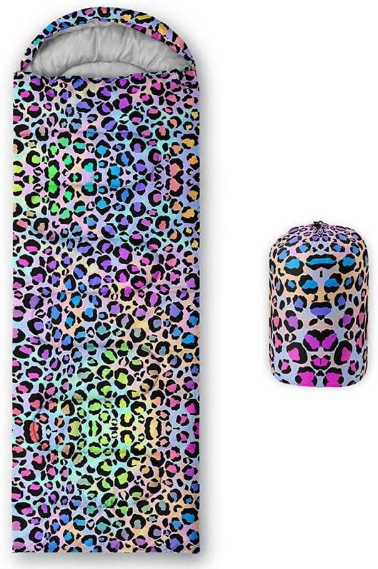 Datura home Saco de dormir para niños y adultos, patrón de piel de jirafa marrón, ligero, cálido, portátil, exterior, impermeable, resistente al