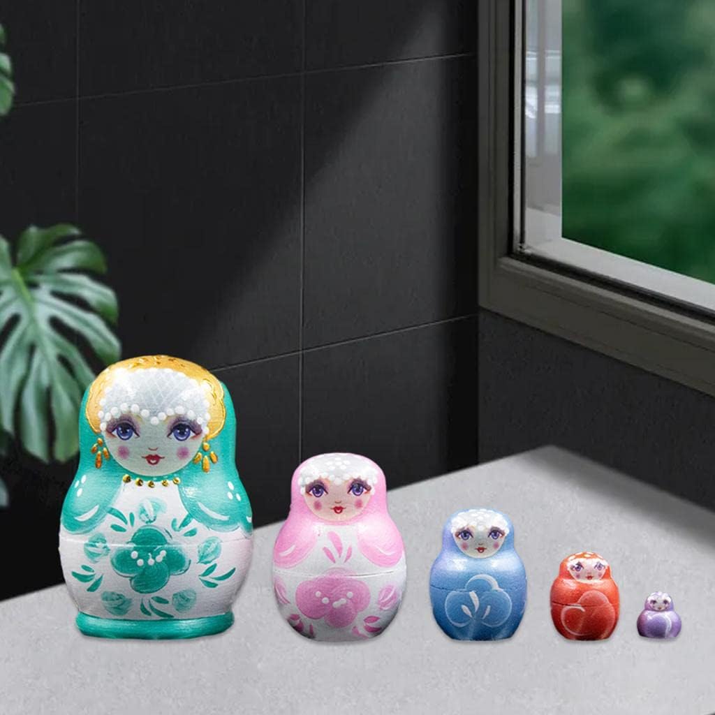 Muñeca de anidación rusa tradicional de moda Matryoshka Juguetes para niños Regalo Decoración de habitación de cumpleaños – Verde