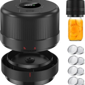 Kit de sellado al vacío eléctrico de tarros Mason – Sellador al vacío inalámbrico todo en uno para tarros Mason de boca regular y boca ancha con Kit de sellado al vacío eléctrico de tarros Mason – Sellador al vacío inalámbrico todo en uno para tarros Mason de boca regular y boca ancha con