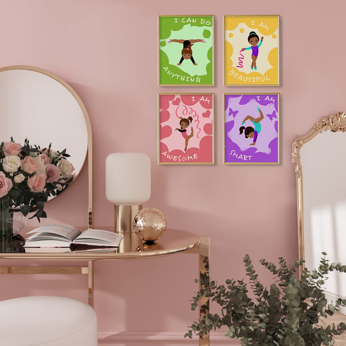 African American Girl Wall Art – Gymnastics Bedroom Decor – Motivational Quotes for Daughter Room Decor – Gifts for Black Girl Wall Decor – Cute