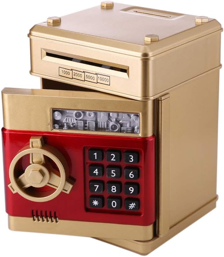 PowerKing Alcancía de cajero automático electrónico con contraseña, caja fuerte de ahorro de voz de dibujos animados panda hucha para niños de 3