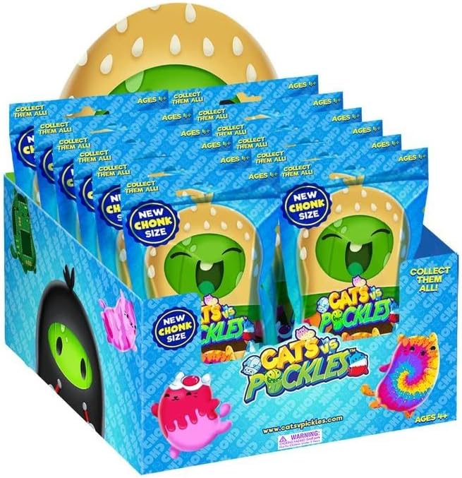 Cats vs Pickles – Bolsas misteriosas – Chonks – Juego de 12 paquetes limitado exclusivo de ondas – Peluche relleno de frijoles (1600BB)