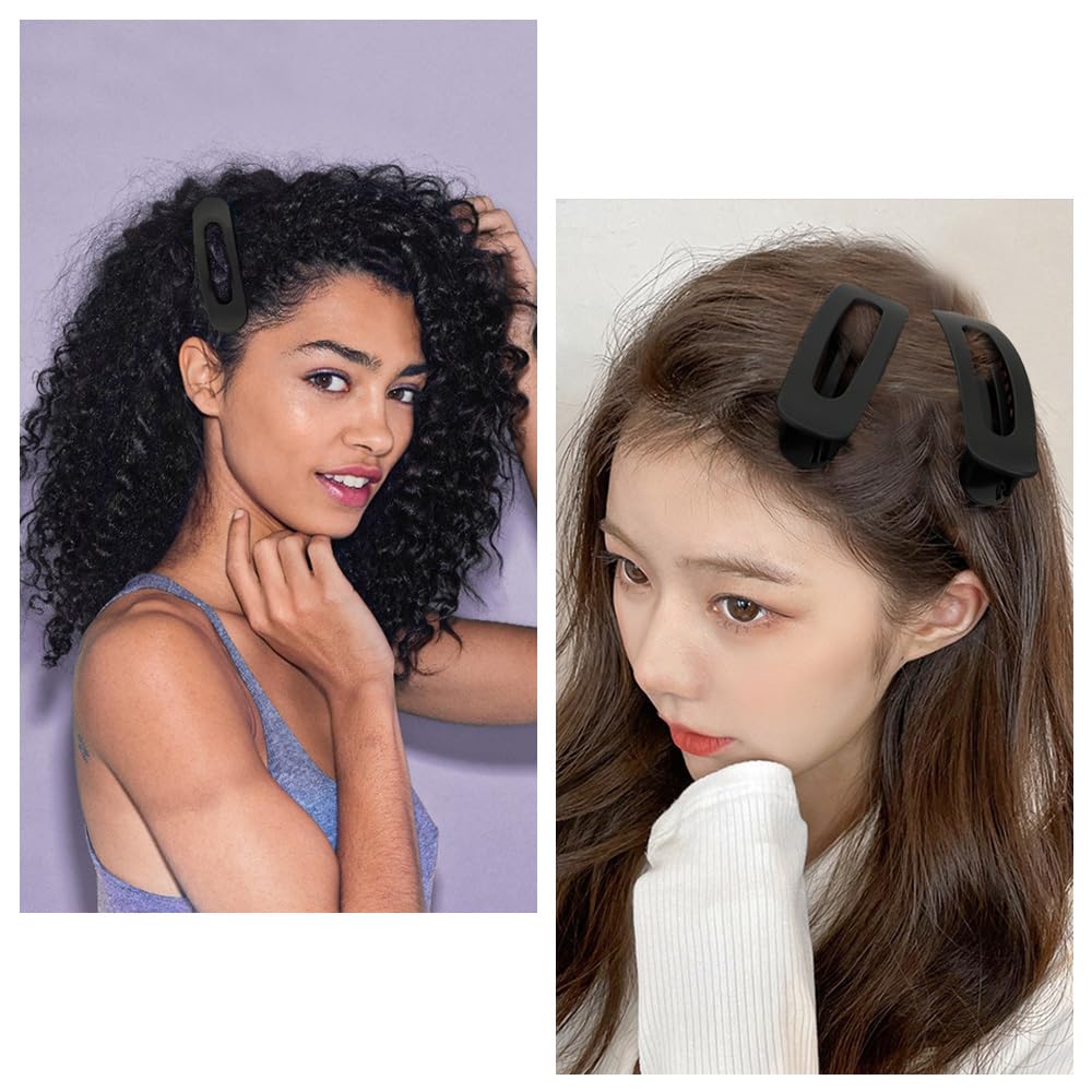 Ahoney – Pinzas de pelo negras con pico de pato grande, paquete de 8 pinzas de cocodrilo negras para mujer, pinzas de pelo grueso y plano, pinzas