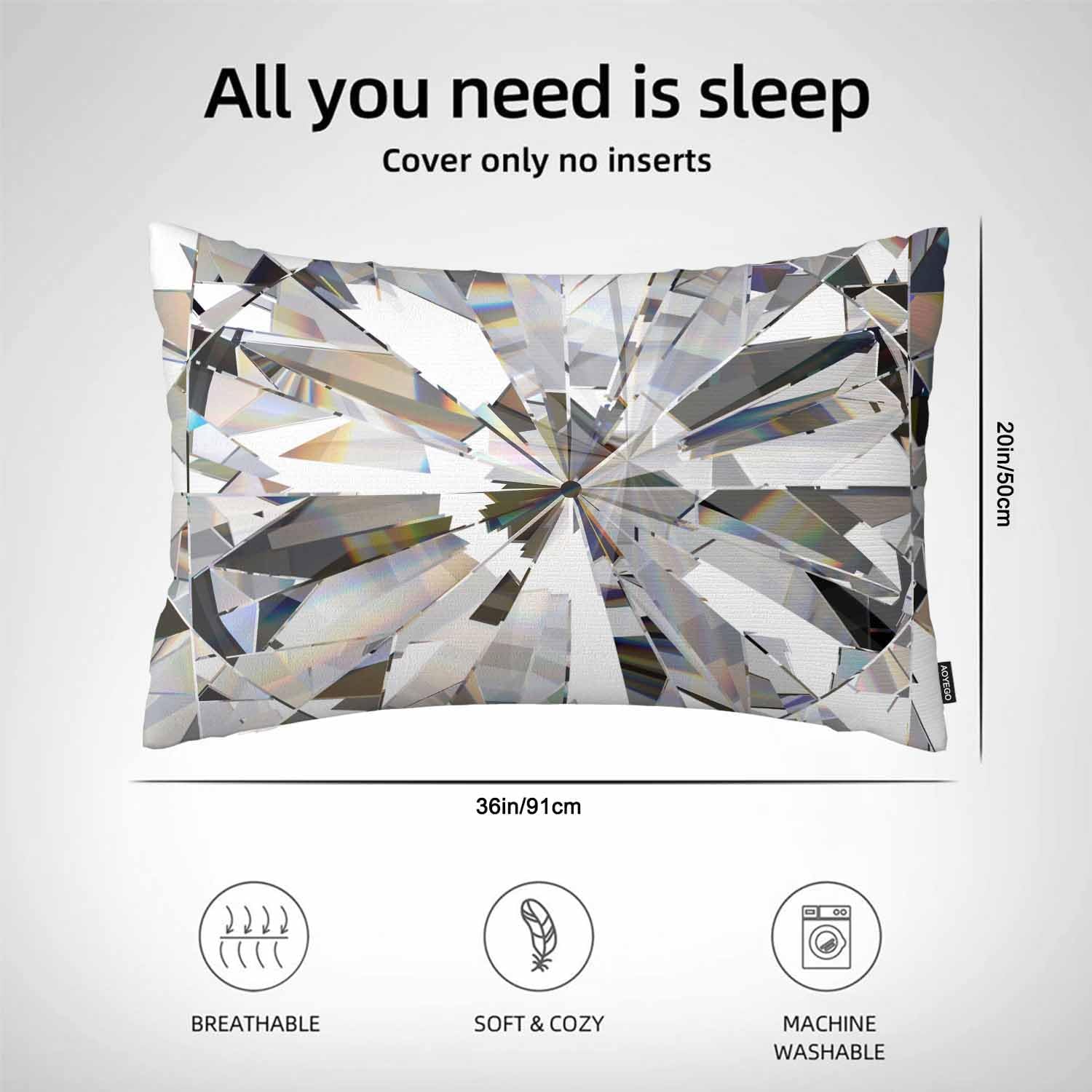 AOYEGO Funda de almohada con textura cáustica de diamantes en 3D, realista, con cristales brillantes, decorativas, para sofá, cama, silla, tamaño