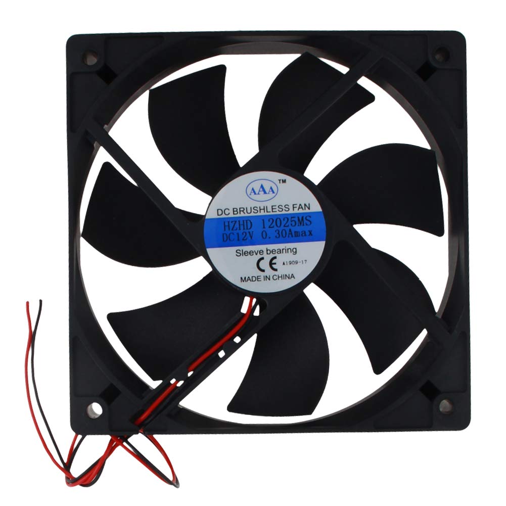 Othmro Radiadores de refrigeración sin escobillas ventilador negro 12V 3.6W 0.3A 4.724 in X 4.724 in X 0.984 in 12025MS 1PCS