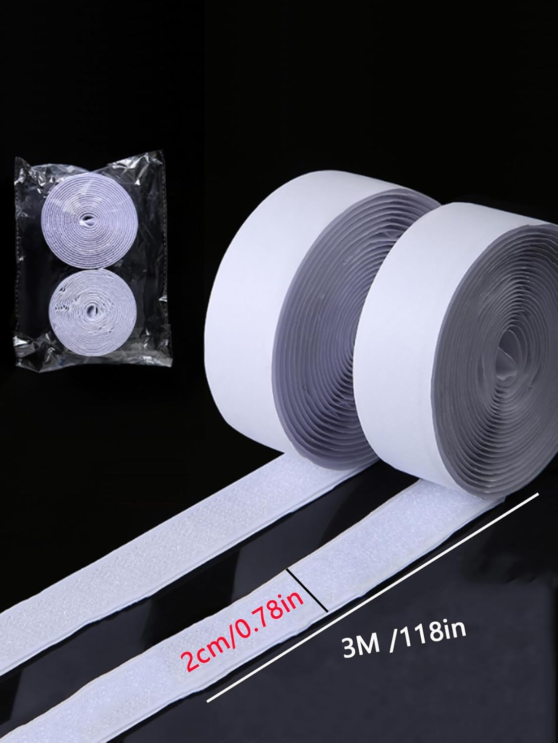 SHENHE 3M Cinta de fijación de velcro, 118 pulgadas de largo y 0.78 pulgadas de ancho, cinta autoadhesiva fuerte, cinta autoadhesiva para el hogar,