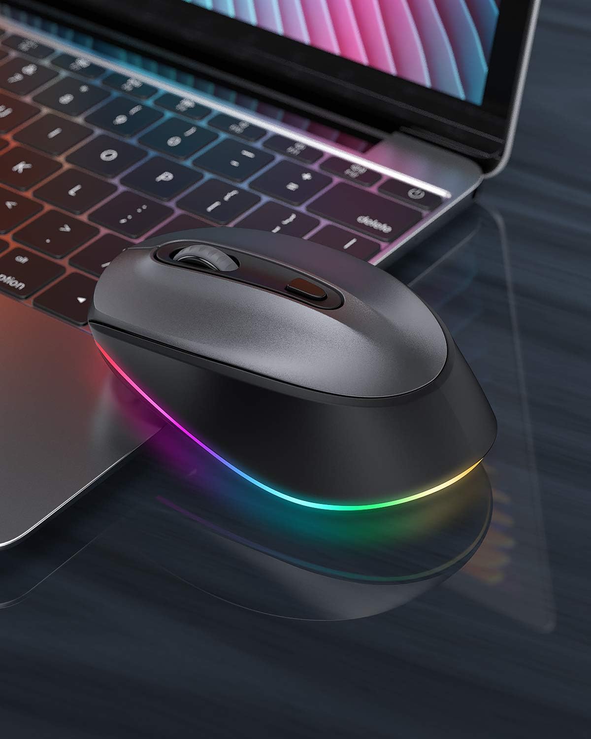 seenda Mouse Bluetooth – Ratón inalámbrico ultra silencioso, recargable e iluminado (Bluetooth 3.05.0+USB) para computadora, laptop, laptop,