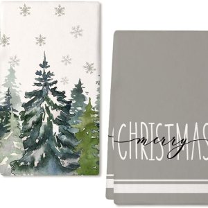 ARKENY AD135 – Juego de 2 paños de cocina de Navidad, diseño de copos de nieve, color verde, 18 x 26 pulgadas, decoración del hogar de granja ARKENY AD135 – Juego de 2 paños de cocina de Navidad, diseño de copos de nieve, color verde, 18 x 26 pulgadas, decoración del hogar de granja