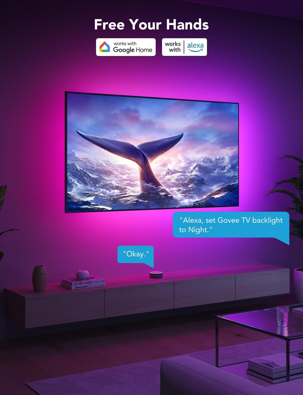 Govee Retroiluminación LED para TV, luces LED RGBIC para TV, retroiluminación LED Smart TV para televisores de 40 a 50 pulgadas, sincronización de