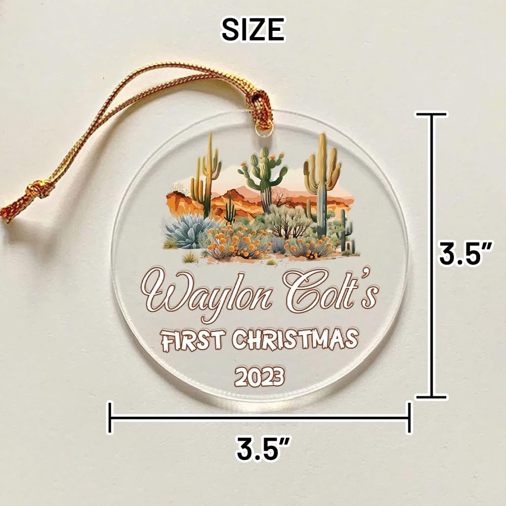 Adornos personalizados de primera Navidad para bebés 2023, adorno del desierto de cactus, adorno de la primera Navidad del bebé, adornos