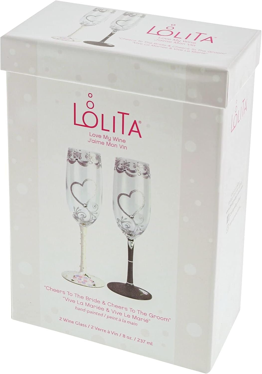 Enesco Designs by Lolita Mrs. Wedding Toasting – Juego de flauta de champán artesanal pintada a mano, 2 unidades (paquete de 1), multicolor
