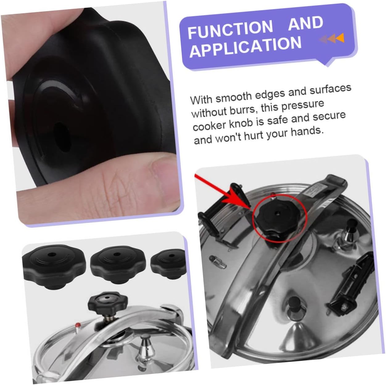 VILLCASE 4 piezas Accesorios para olla a presión, mango de tapa de olla, olla de arroz, vaporera, perillas de olla a presión, tapa de repuesto para