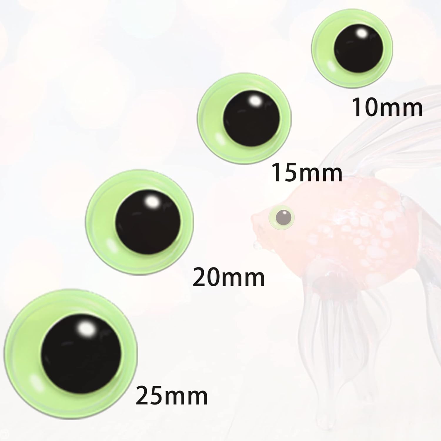 UPINS Wiggle Googly Eyes Self Adhesive Glowing in Dark Luminous 300Pcs Craft Sticker Sparkle Colored Googly Eyes for DIY Decoration 10 15 20 25mm