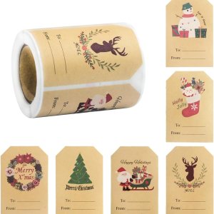 Etiquetas de regalo de Navidad para envolver desde calcomanías, 200 etiquetas de regalo autoadhesivas de papel kraft para regalos de Papá Noel, Etiquetas de regalo de Navidad para envolver desde calcomanías, 200 etiquetas de regalo autoadhesivas de papel kraft para regalos de Papá Noel,