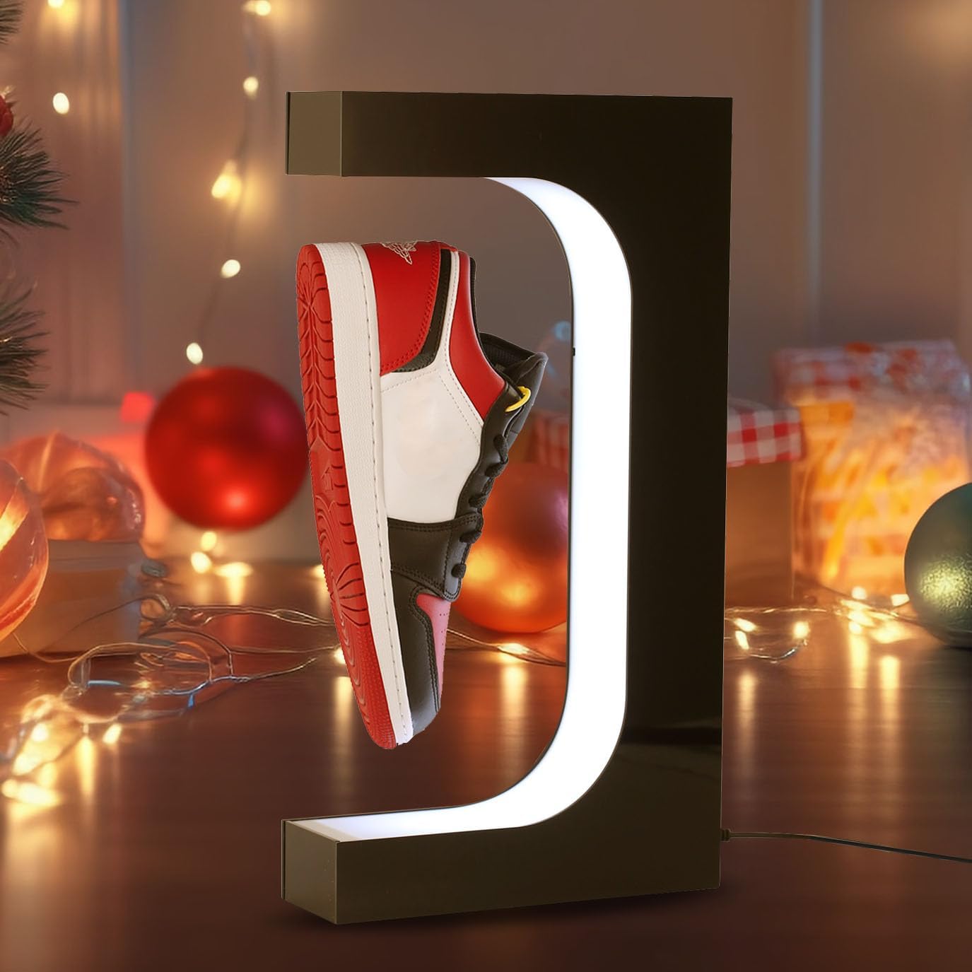 DuliCube Soporte magnético para zapatos con luz LED, soporte acrílico giratorio para exhibiciones publicitarias en tienda, tienda, regalo,