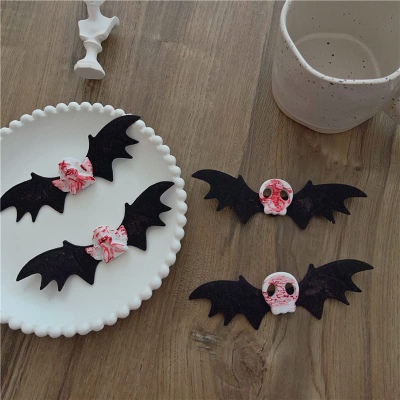 Pinzas para el cabello de calavera de murciélago para Halloween, accesorios góticos para el cabello, clip de esqueleto de hueso, alas de murciélago,