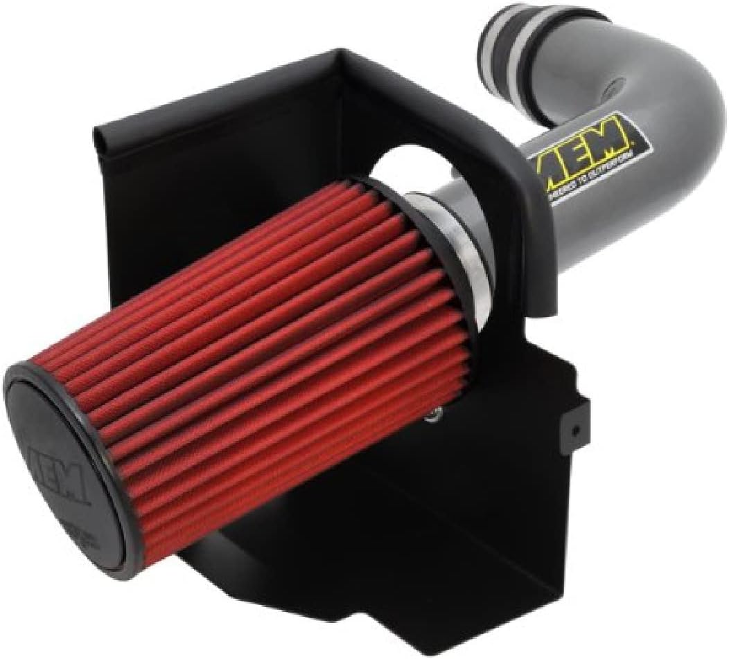 AEM 21-8314DC Sistema de admisión de fuerza bruta con tubo de metal de pistola y filtro seco rojo para Jeep Wrangler JK 3.8L 2007 – 2011