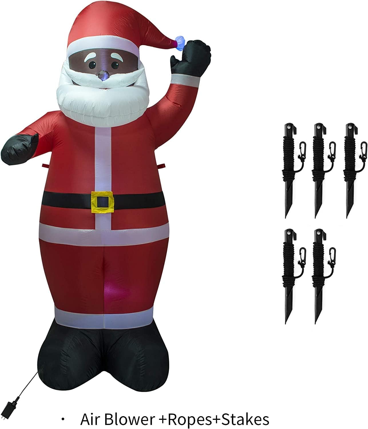 Ycolnaefllr Decoración inflable de Papá Noel negro de 7.5 pies para interiores y exteriores con luces LED, inflables, patio, césped, decoración