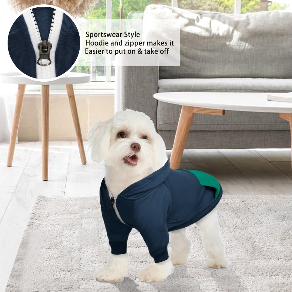 TQFlow Sudadera con capucha para perro, ropa para mascotas, sudadera suave para perro, sudadera de forro polar cálido para perros pequeños y