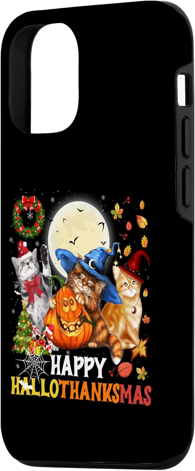 Funda para iPhone 13 Happy Thanksgiving Cute Cat Happy-Hallothanks