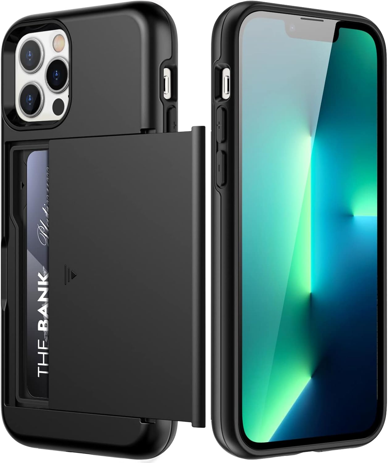 JETech Funda tipo cartera para iPhone 13 Pro de 6.1 pulgadas con soporte para tarjetas, funda protectora de doble capa a prueba de golpes, ranura