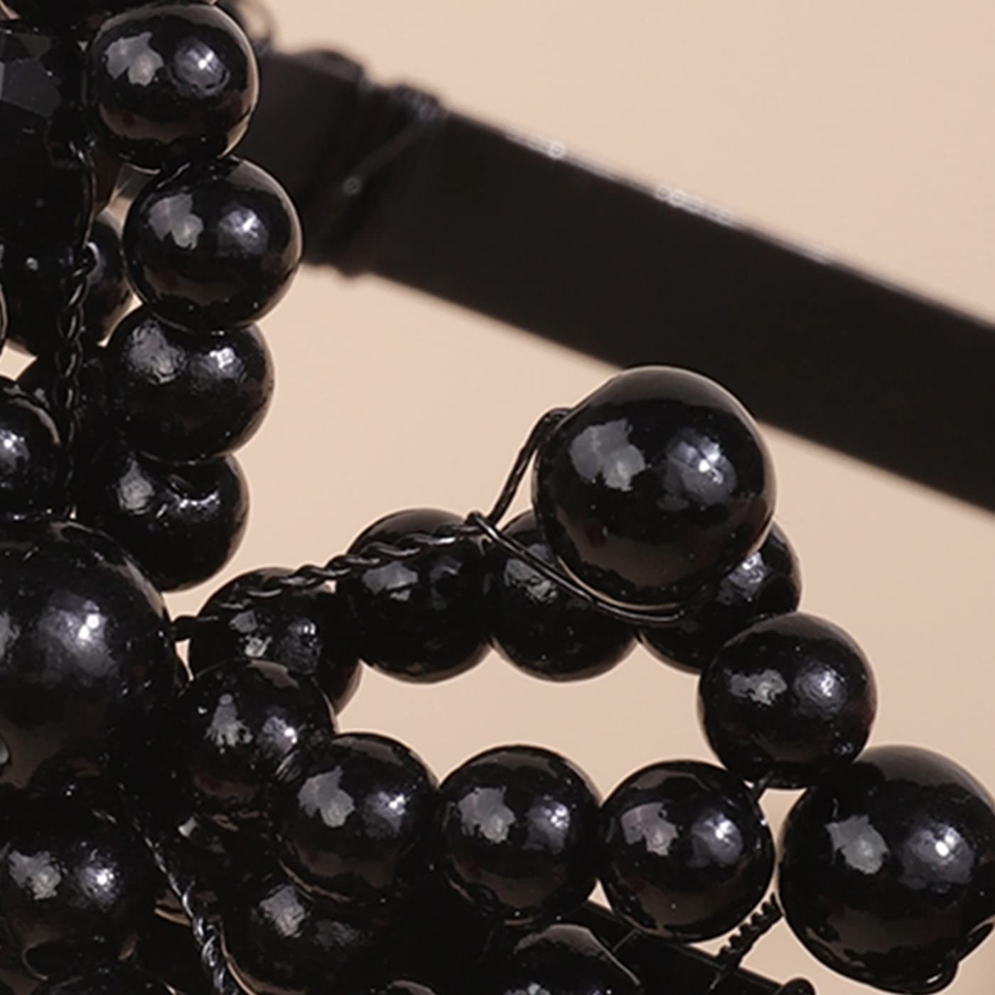 Diadema para el pelo, diadema de perlas negras, perlas de cristal de diamantes de imitación, pieza de pelo de boda, para mujeres y niñas nupciales