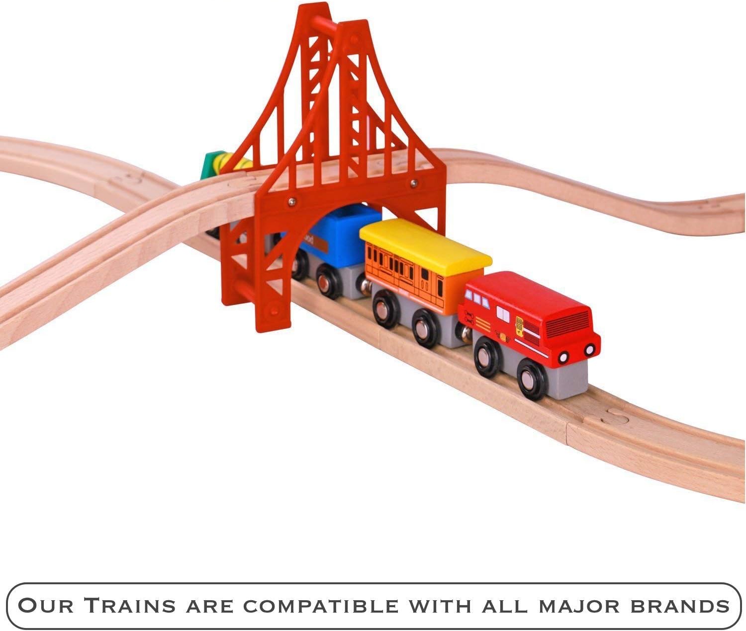Pidoko Kids Juego de tren de madera  12 piezas de coches motores  Compatible con Thomas Train Set Tracks y las principales marcas  Juguete perfecto