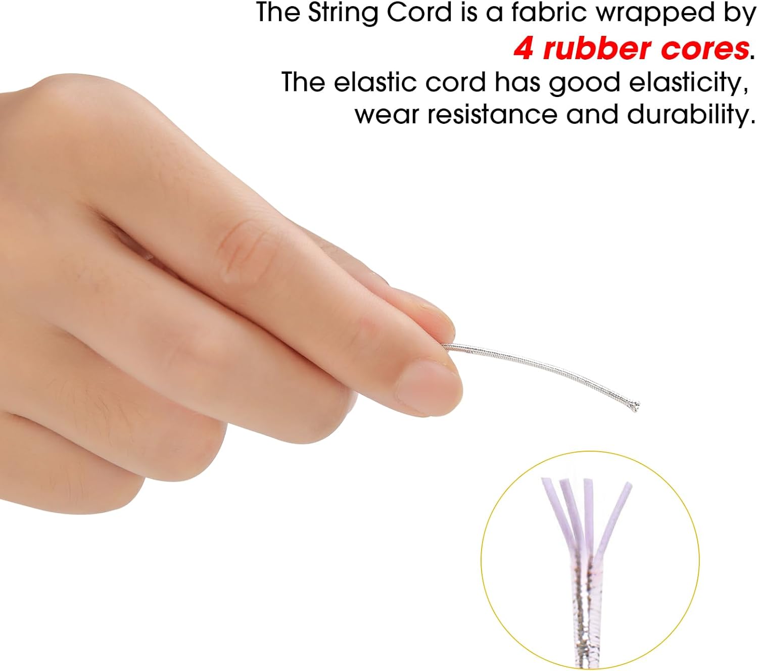 Cuerda elástica metálica para pulseras, 0.039 pulgadas, 330 pies, cuerda elástica plateada para hacer joyas, collares, cuentas, cuerda de