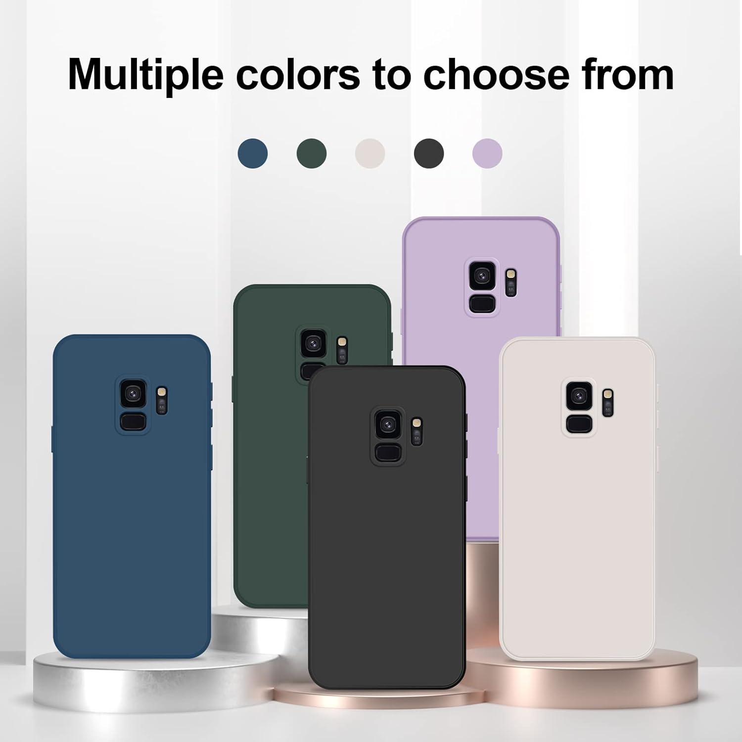 Funda de silicona compatible con Samsung Galaxy S9, funda de cuerpo completo sedoso suave al tacto con protección de cámara, funda a prueba de