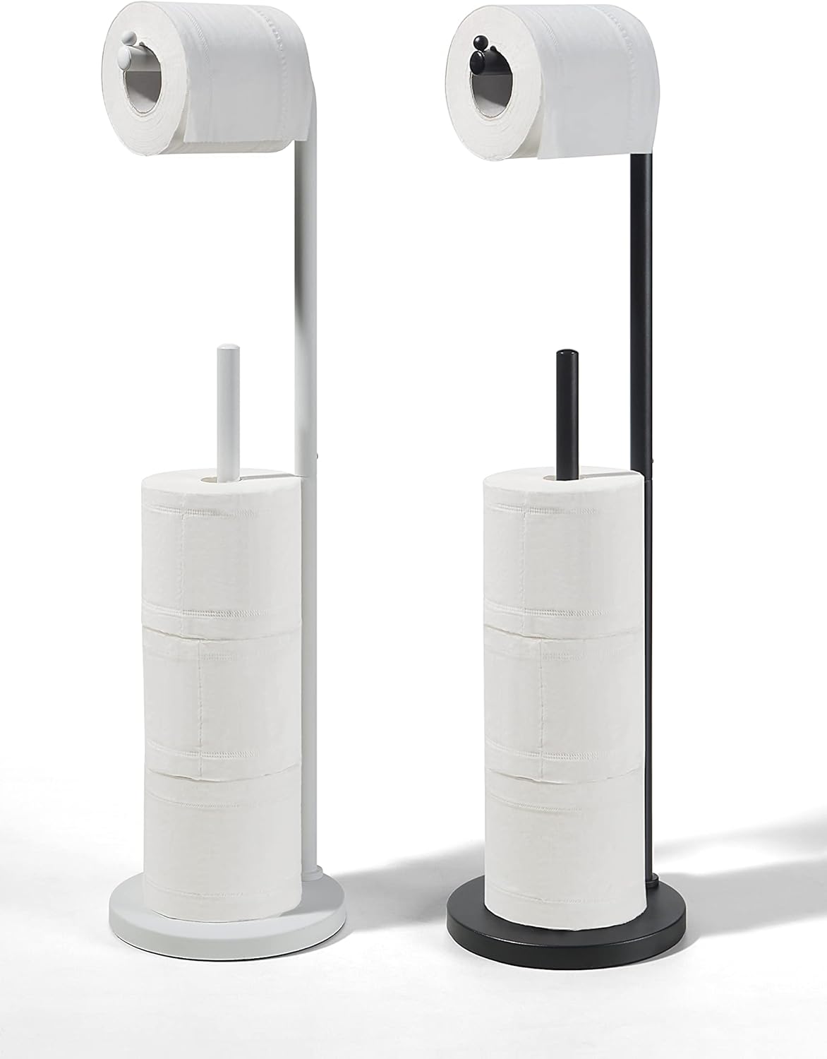 SunnyPoint Soporte de rollo de papel higiénico Soporte de base redonda con reserva (BLK)