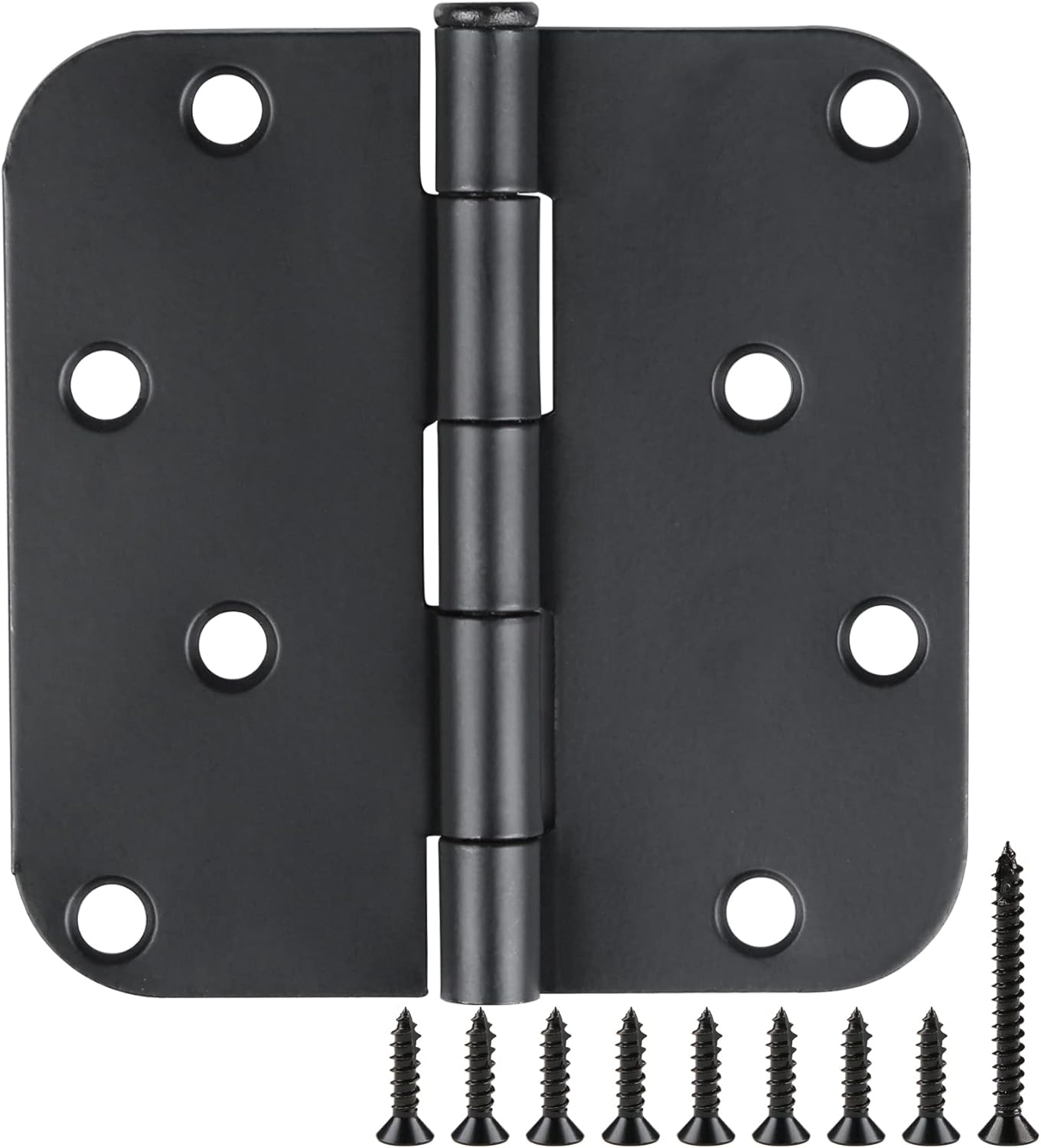 Paquete de 12 bisagras negras para puertas exteriores de 4 pulgadas, bisagras negras de 4 pulgadas para puertas, bordes redondeados, esquinas de