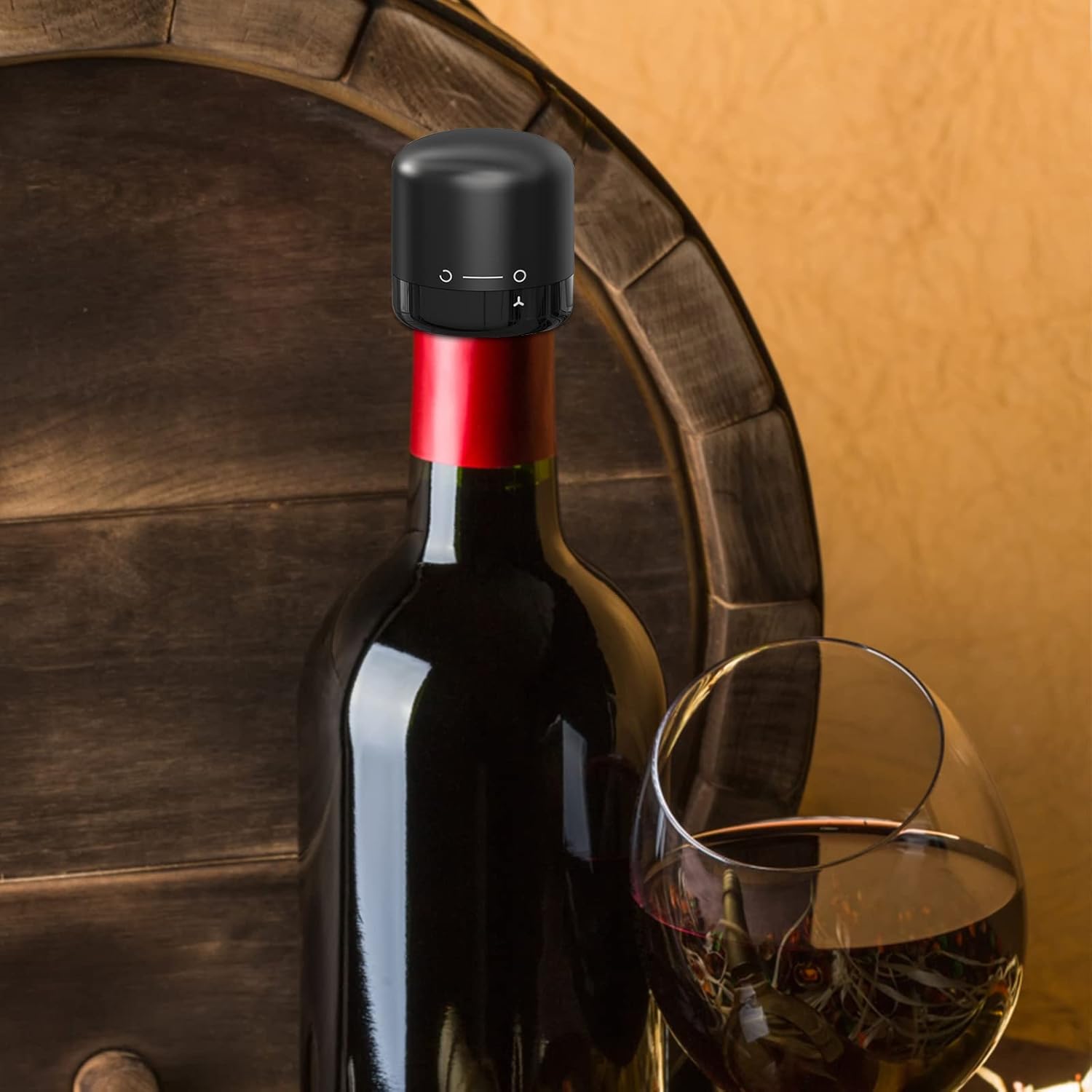 Juego de 4 tapones para vino, paquete de 2 tapones de champán, reutilizables, de plástico y silicona, color negro, a prueba de fugas, champaña y