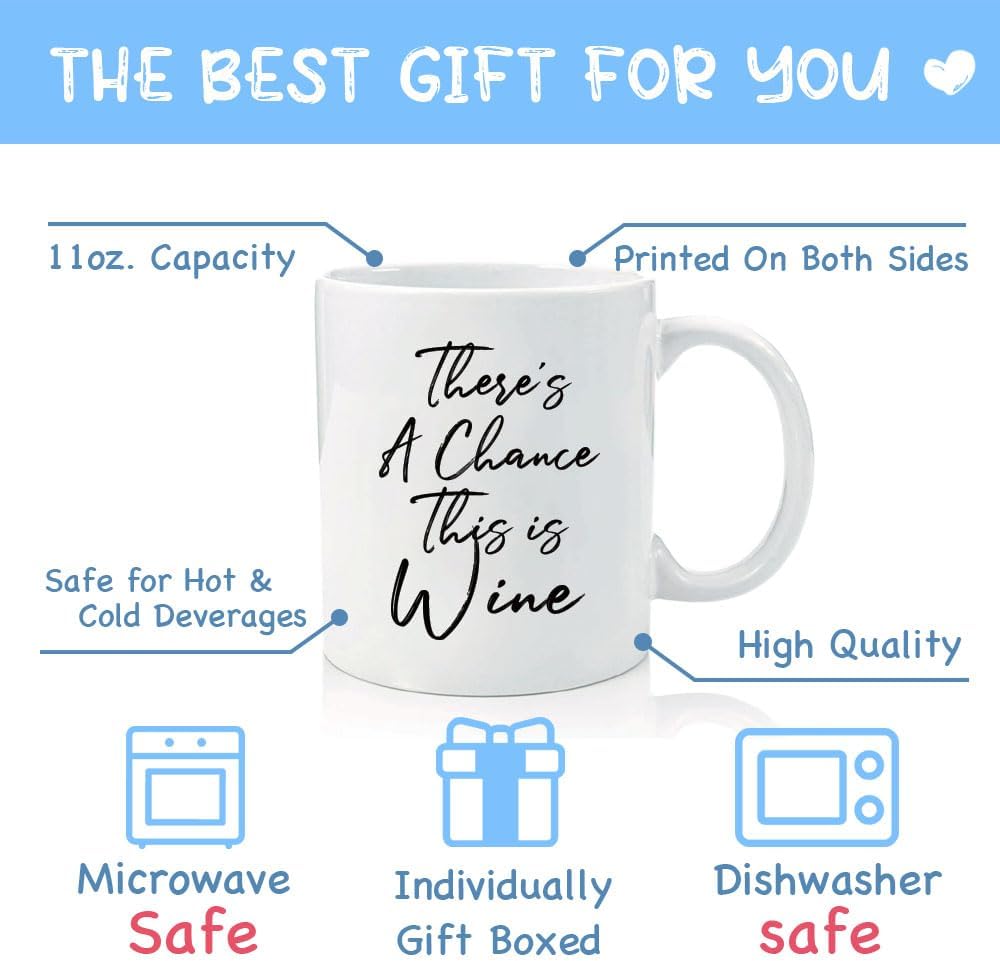 Taza de café con texto en inglés “There’s A Chance This Is Wine”, taza de alcohol humorística, regalos para amantes del vino, jefes, empleados,