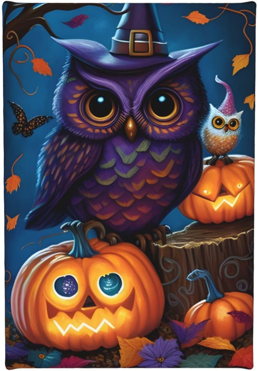 zuanart Lienzo decorativo para pared de Halloween, pintura de pared para sala de estar, dormitorio, decoración del hogar, fiesta de Halloween, búho,