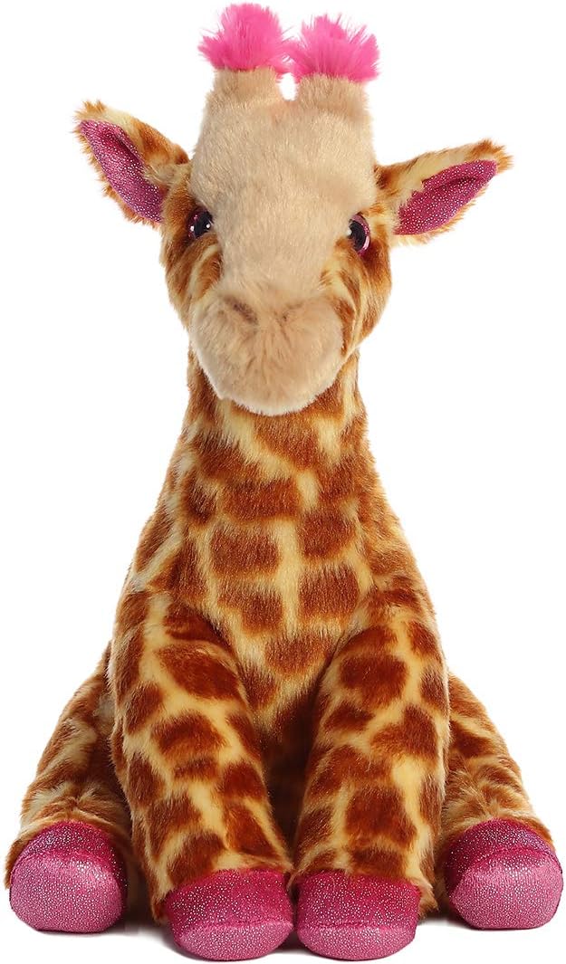 Aurora Huggable Destination Nation – Animal de peluche de jirafa – Exploración global – Diversión de aprendizaje – rosa de 12 pulgadas