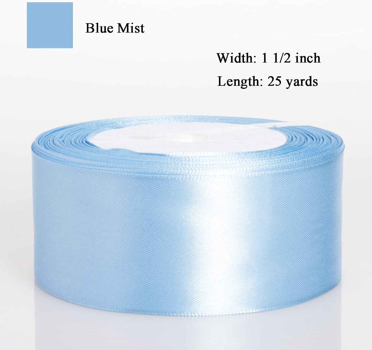 Atrbb Cinta de satén de 25yardas, 1-12pulgadas de ancho, perfecta para bodas, lazos hechos a mano y envoltura de regalos, niebla azul