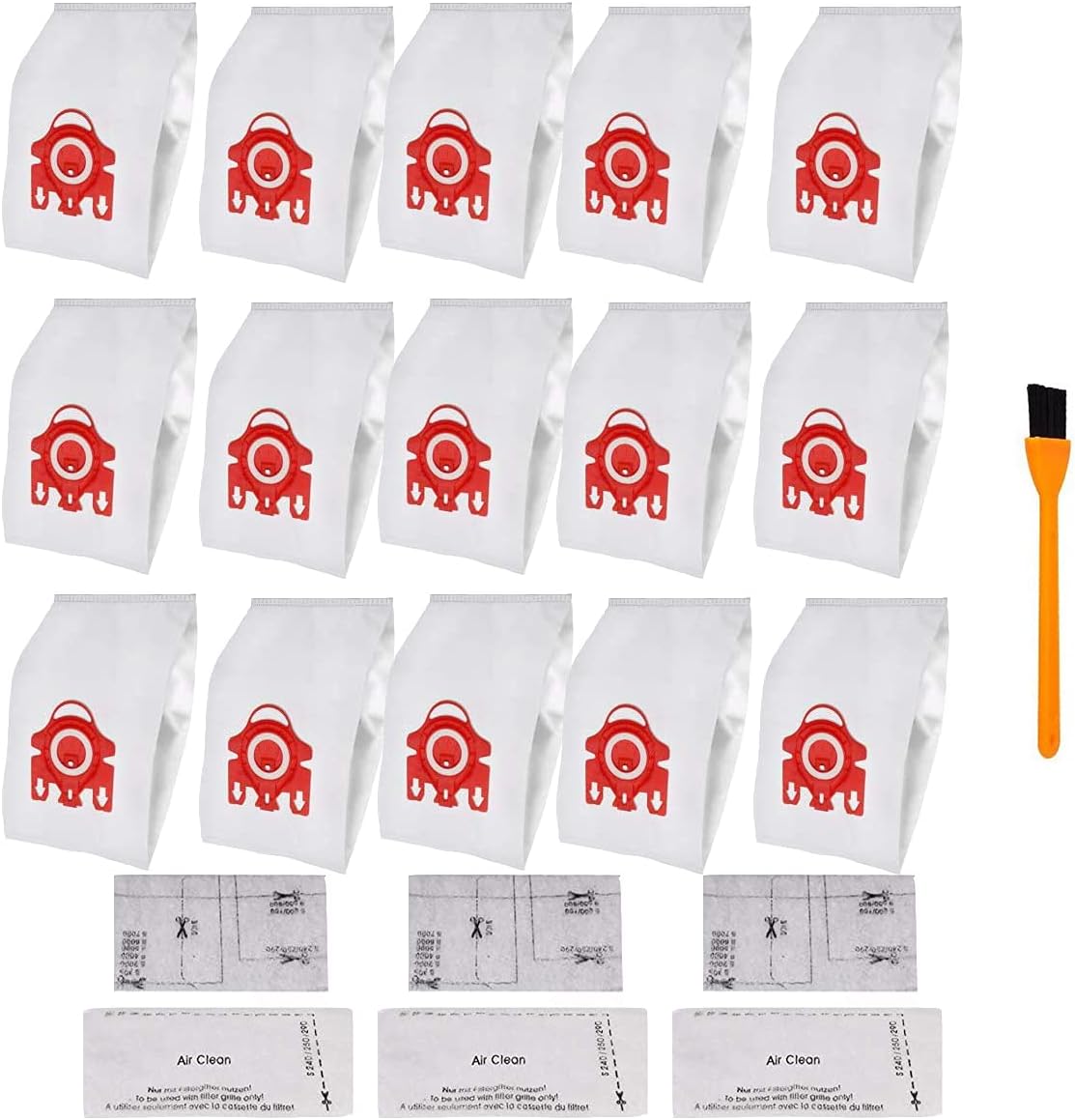 Hongfa Repuesto para bolsas de vacío Miele Compact C1 tipo FJM, 15 paquetes AirClean 3D Efficiency Bolsa de polvo compatible con aspiradora Miele