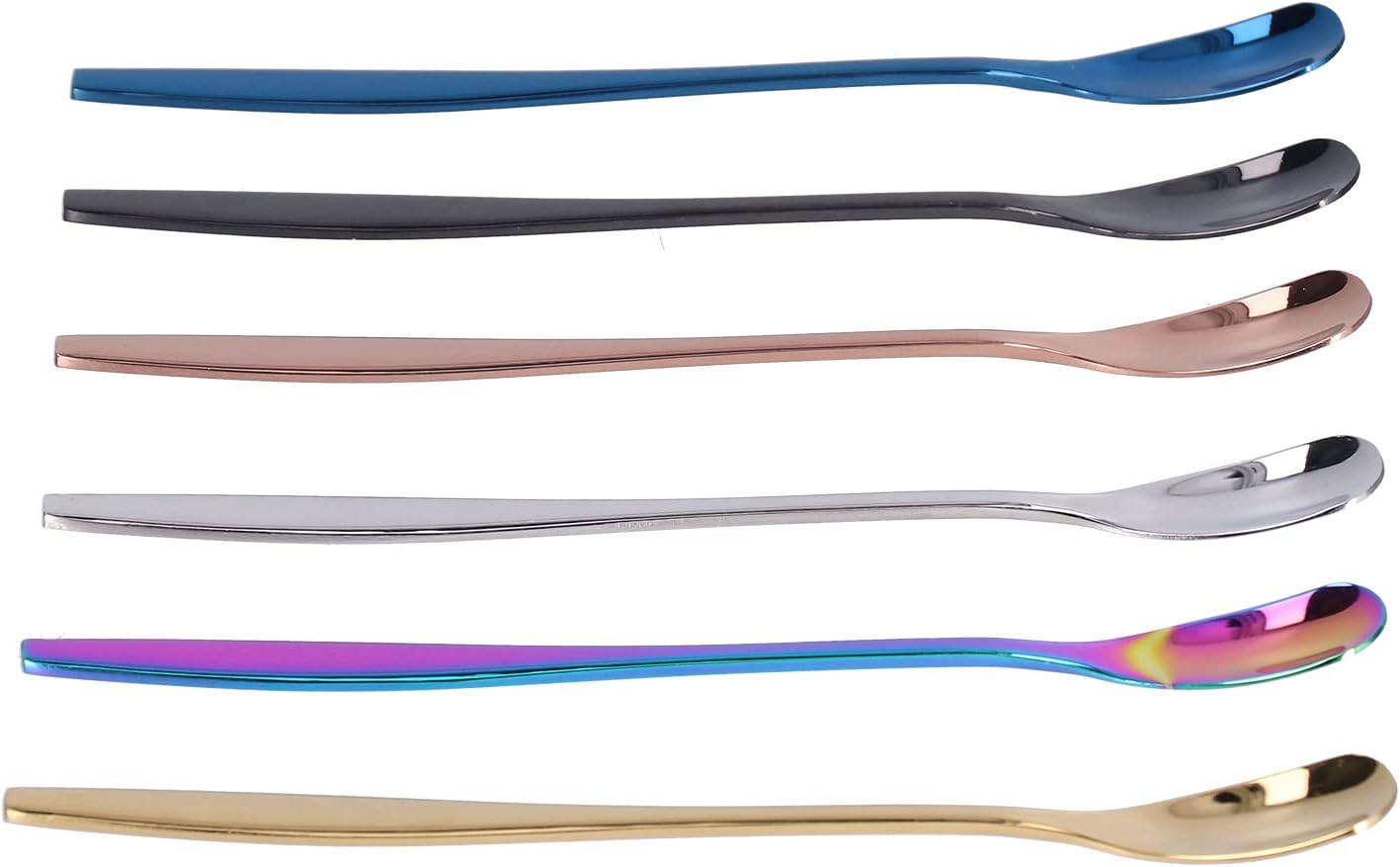 6 cucharas de mango largo, cuchara de té helado de acero inoxidable de 6 pulgadas, cuchara de café para madres, leches, té, mezcla, cóctel, batido,