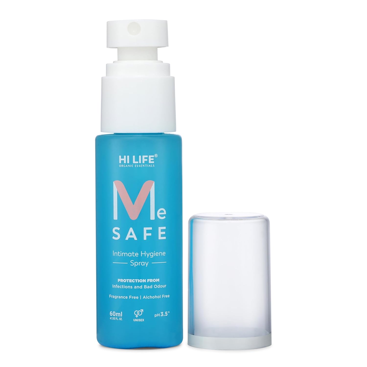 Hi Life Me SAFE – Spray íntimolavado  Higiene femenina para mujeres enriquecida con gluconato de zinc  Antifúngico y antibacteriano evita picazón
