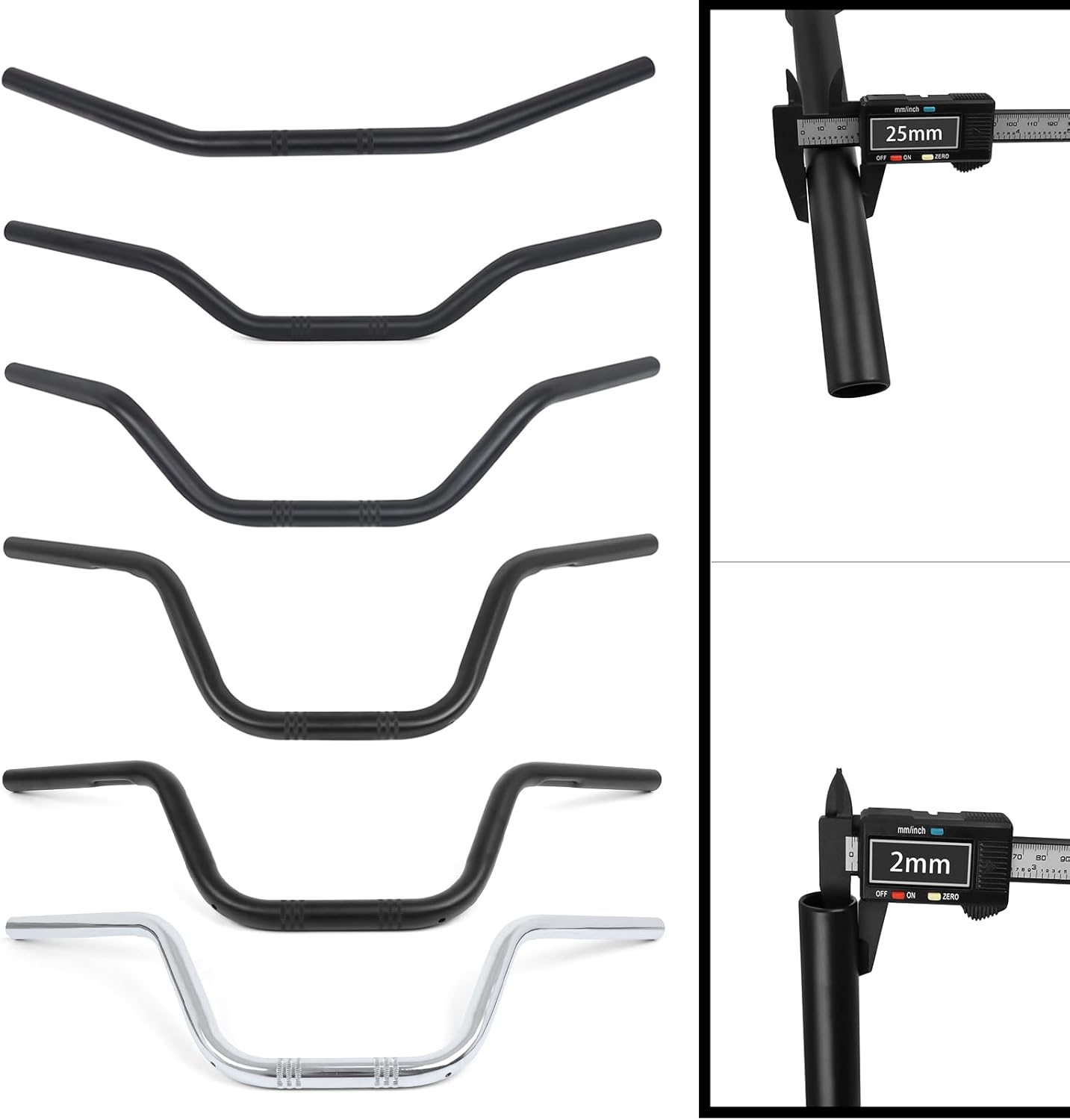 Colgador de motocicleta de 1 pulgada 0.984 in Ace Cafe Racer Clubman manillar manillar barra compatible con Harley Sportster XL883 XL1200 (negro en