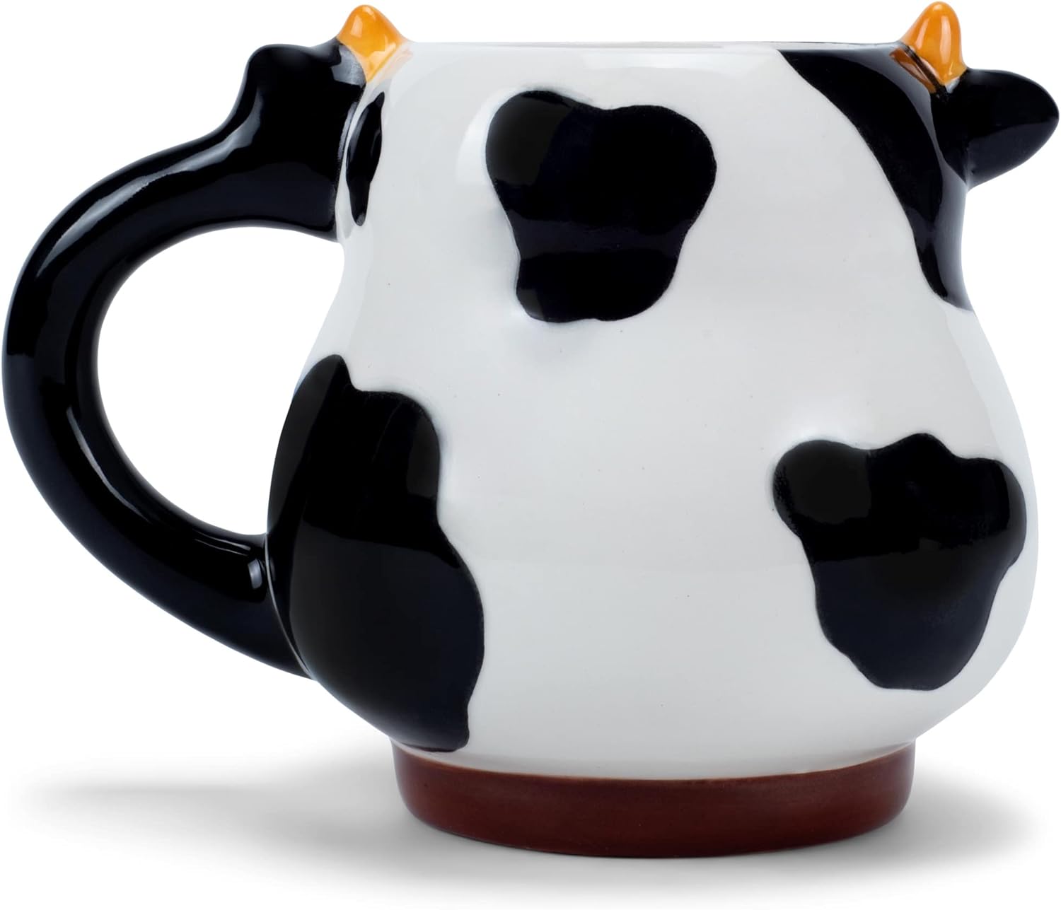 100 North ESNCHMG-CW – Taza de té de cerámica brillante con diseño de vaca manchada en blanco y negro de 18 onzas para tu bebida matutina favorita